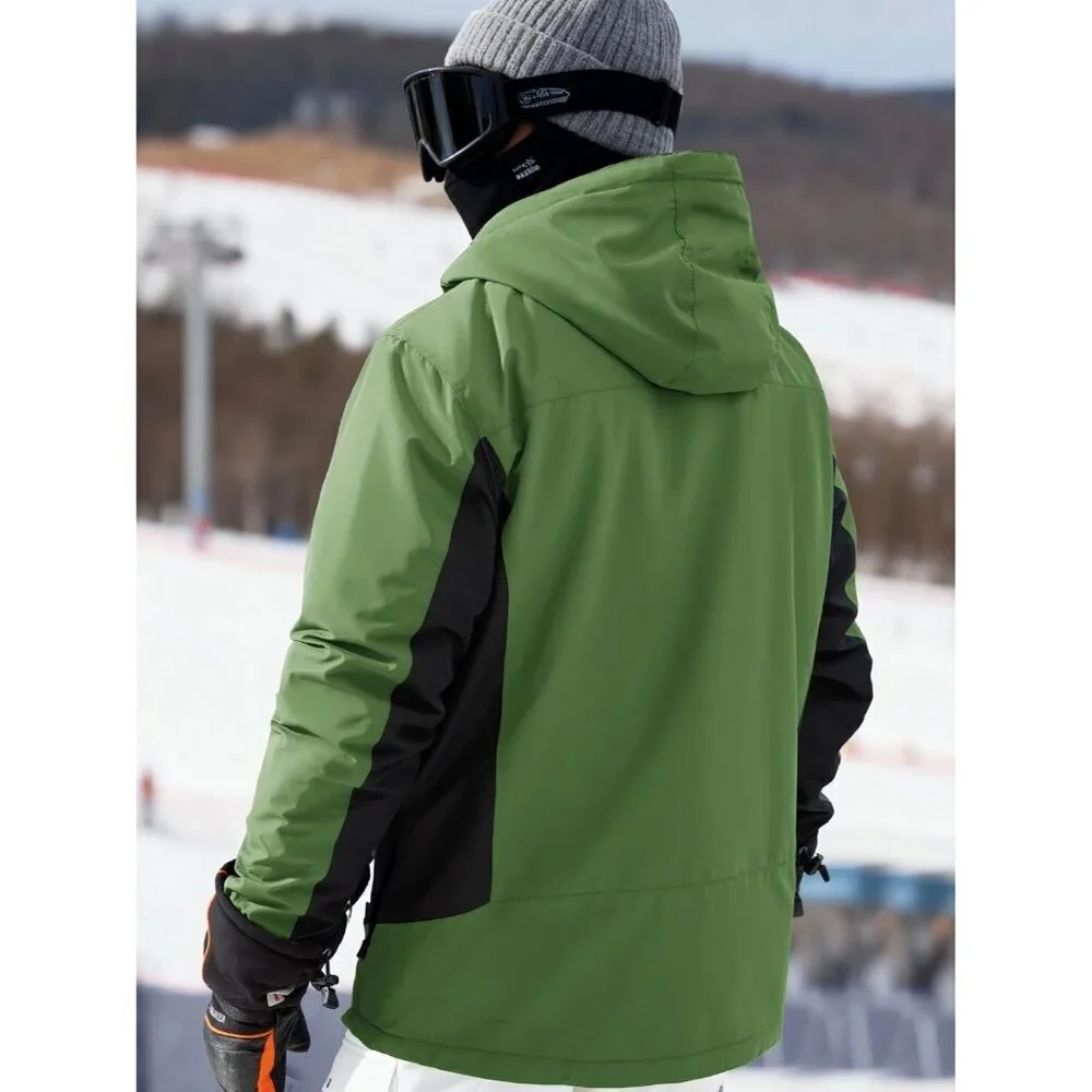 Men's Grass Green Waterproof Ski Snow Fleece Lined Warm Winter Rain Jacket